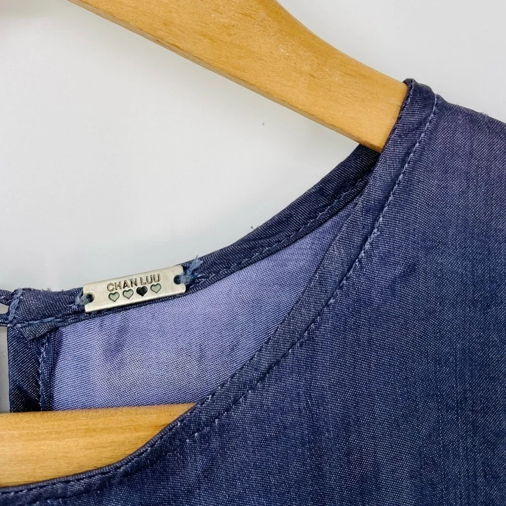 Chan Luu Silk Blend Baby Doll Top in Dark Blue Size M - Picture 13 of 16
